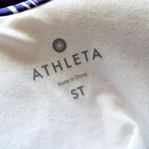 Athleta Navy Blue Auqualux Aztec Print Strappy Swim Tankini Top Size Small - Picture 4 of 7